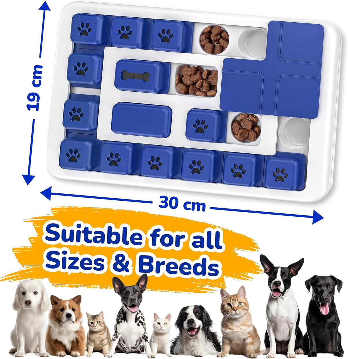 Puzzle Feeder measuring 30 x 19cm, suitable for dogs of all sizes