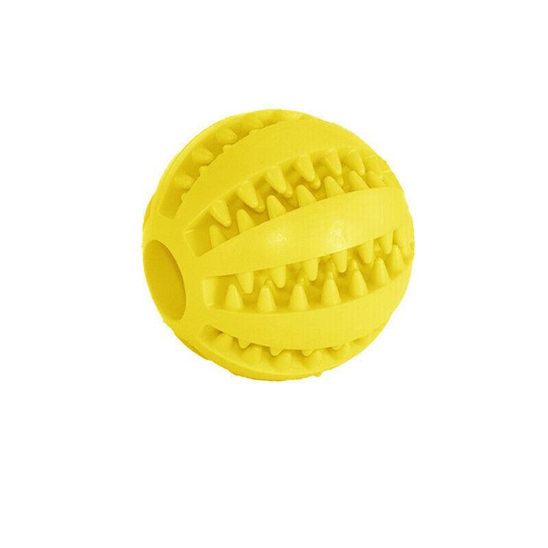 Yellow Rubber Treat Ball for small dogs and puppies