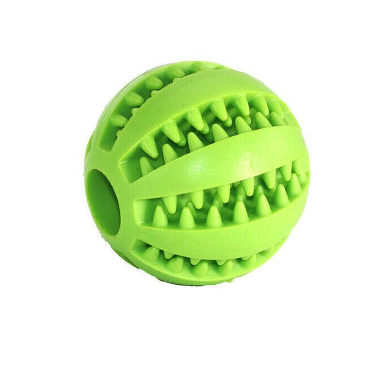 Green Rubber Treat Ball with textured grooves for small dogs